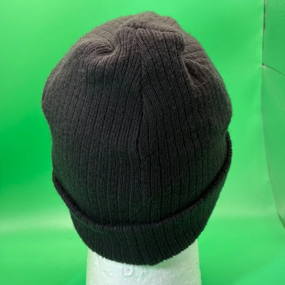 Milwaukee Tools Black Ribbed Knit Beanie Hat OSFA Logo Patch Cuffed Watch Cap